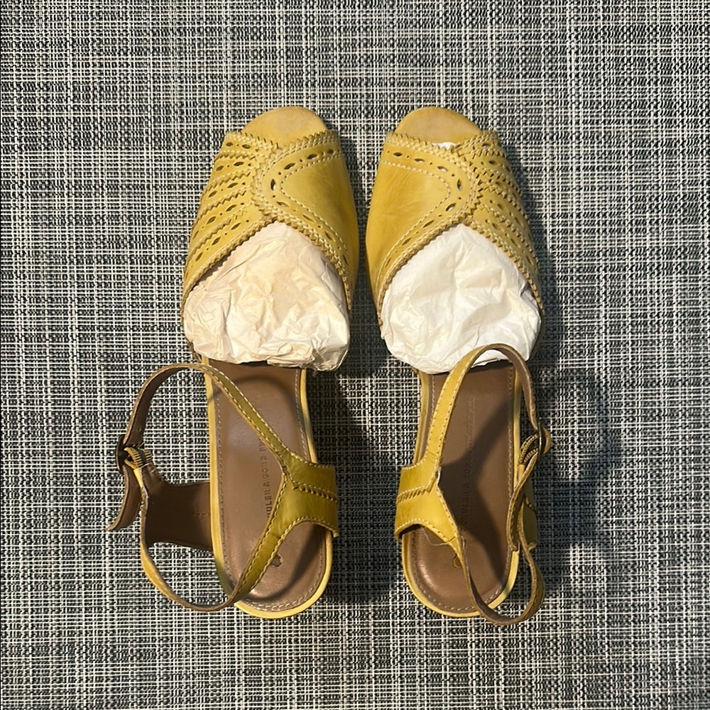 Anthropologie Vintage style Yellow Sandals Chic Summer Essential